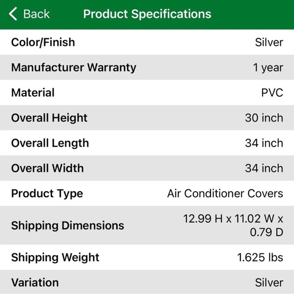 NEW Central AC Cover Square Air Conditioner 34"W x 34"D x 30"H Outdoor Silver - Picture 6 of 15